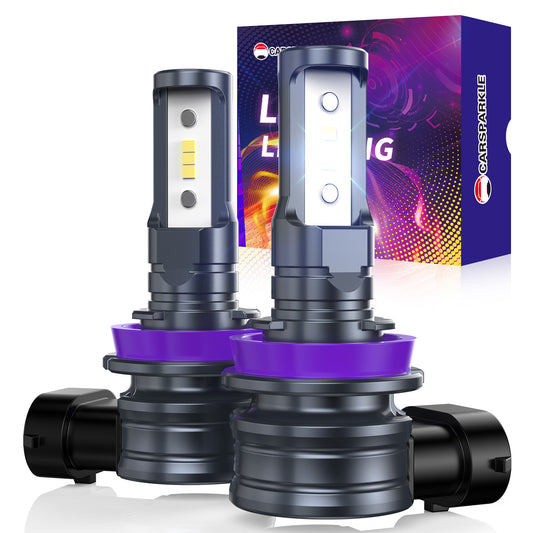 CARSPARKLE Q2 H11/H16 Led Headlight Bulbs 6000K Cool White 20000Lm 20W Plug & Play Fanless Mini Size Design