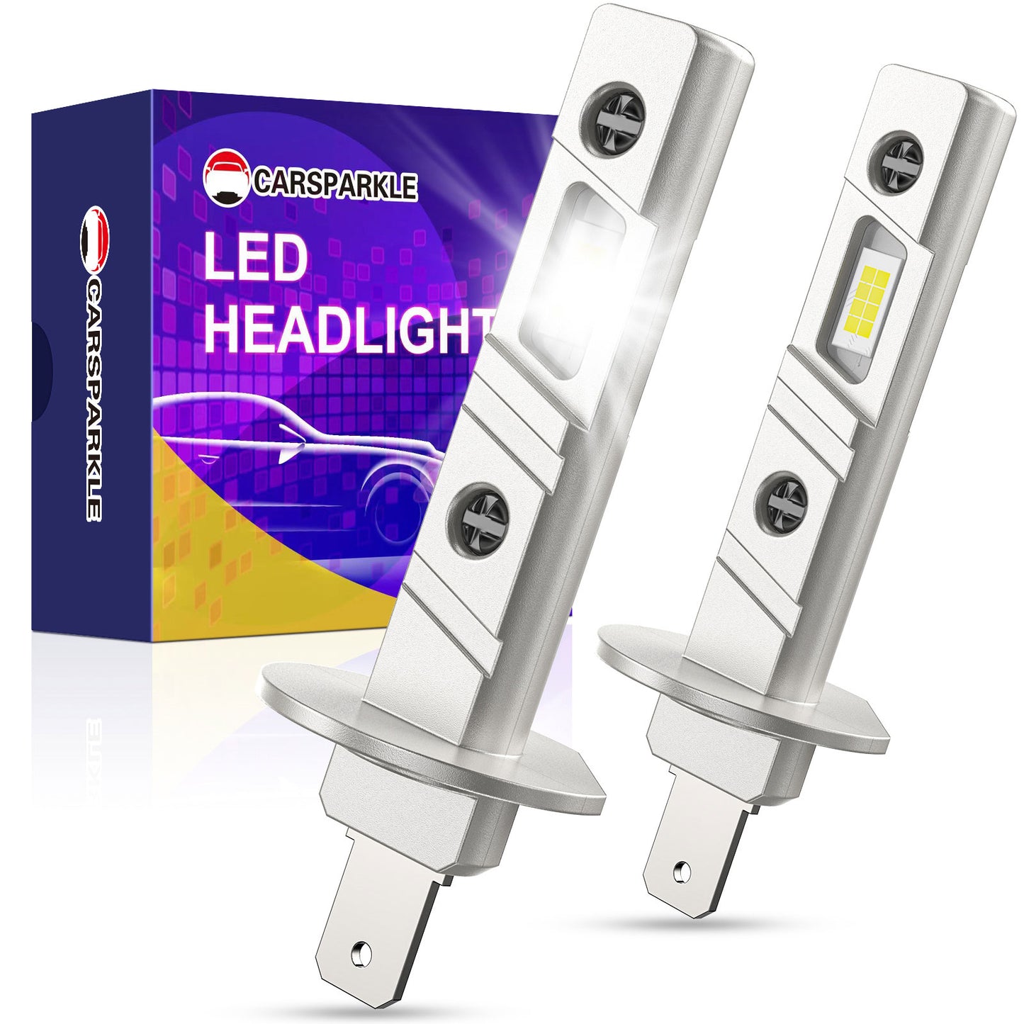 CARSPARKLE Q2 H1 Led Headlight Bulb 6000K Cool White Mini Size 25000Lm 30W Plug & Play