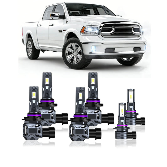 2013-2015 Ram 1500 Complete LED Headlight & Fog Light Upgrade Kit | High Beam, Low Beam & Fog Combo (6-Pack)