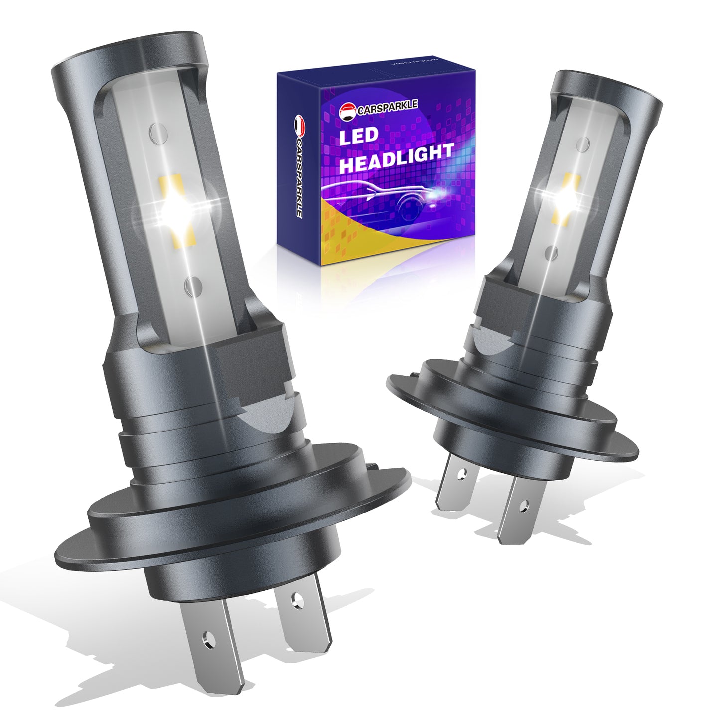 CARSPARKLE Q2 H7 Led Headlight Bulb 6000K Cool White Mini Size 25000Lm 30W Plug & Play