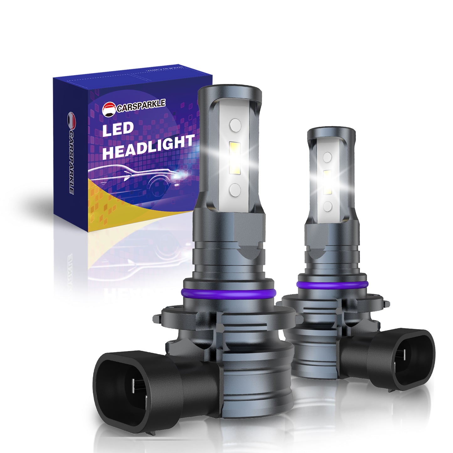 CARSPARKLE Q2 9005 Led Headlight Bulb 6000K Cool White Mini Size 20000Lm 20W Plug & Play