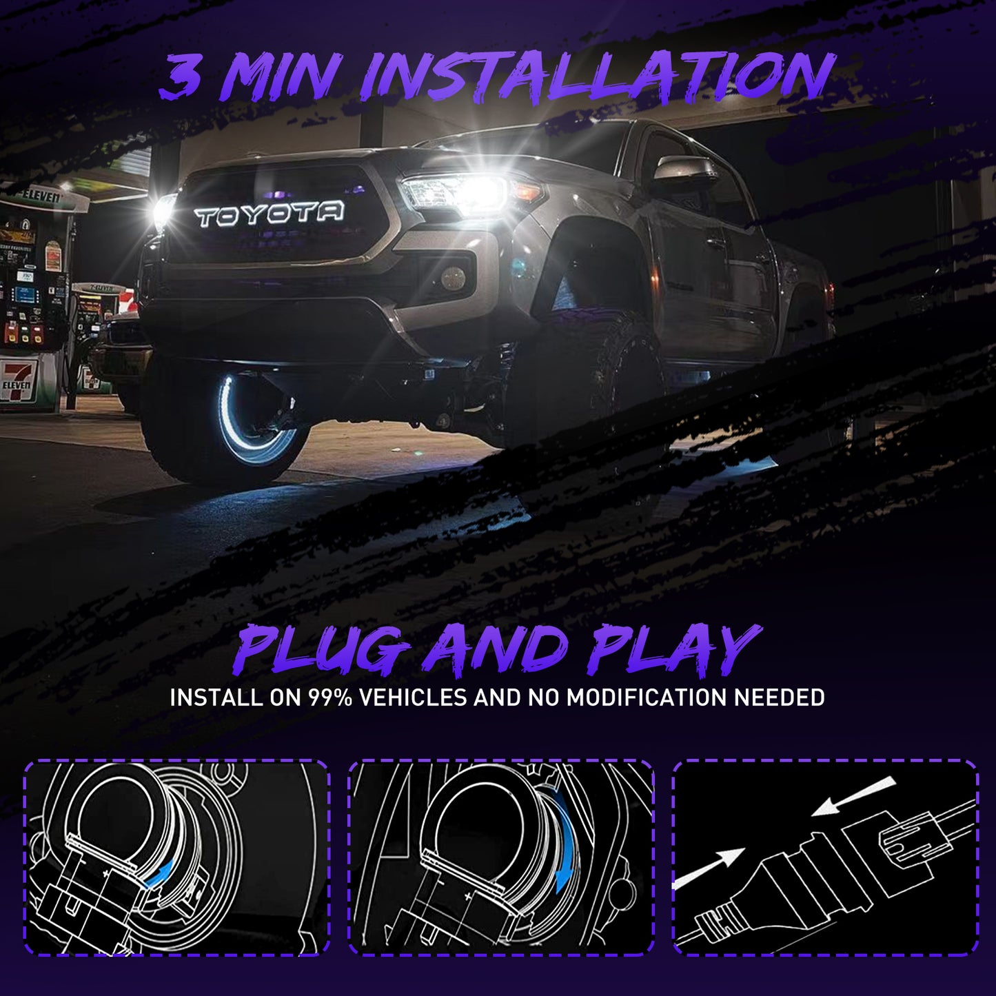 CARSPARKLE Q2 9006 Led Headlight Bulb 6000K Cool White Mini Size 20000Lm 20W Plug & Play