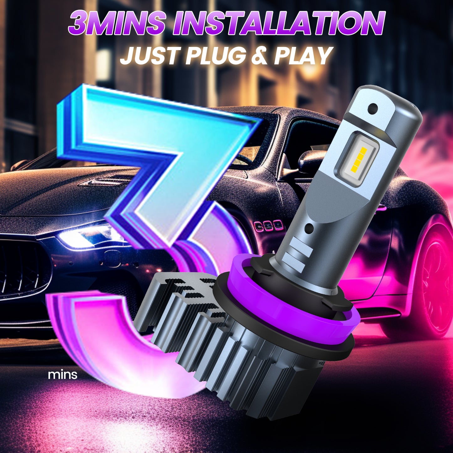 CARSPARKLE QL H11 Led Headlight Bulb 6000K Cool White 2025 Upgrade Chips 20000Lm 30W Plug & Play