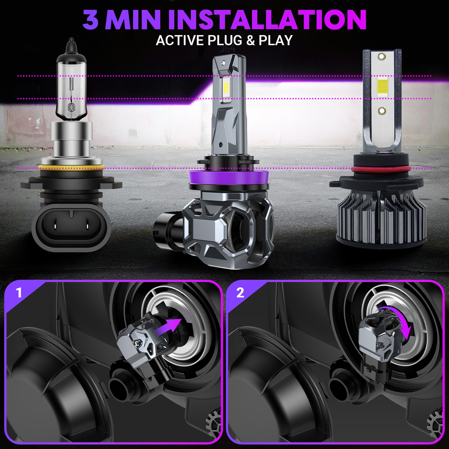 CARSPARKLE Q3 H11 Led Headlight Bulb 2025 Upgrade Chips 6000K Cool White All-in-one 30000Lm 40W Plug & Play