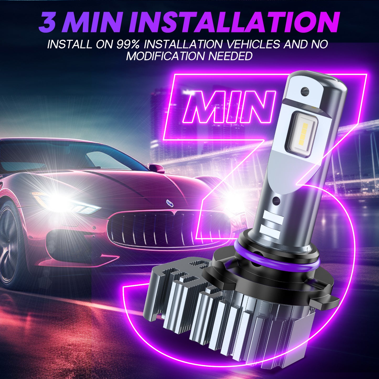 CARSPARKLE QL 9005 Led Headlight Bulb 2025 Upgrade 6000K Cool White Fanless 20000Lm 30W Plug & Play