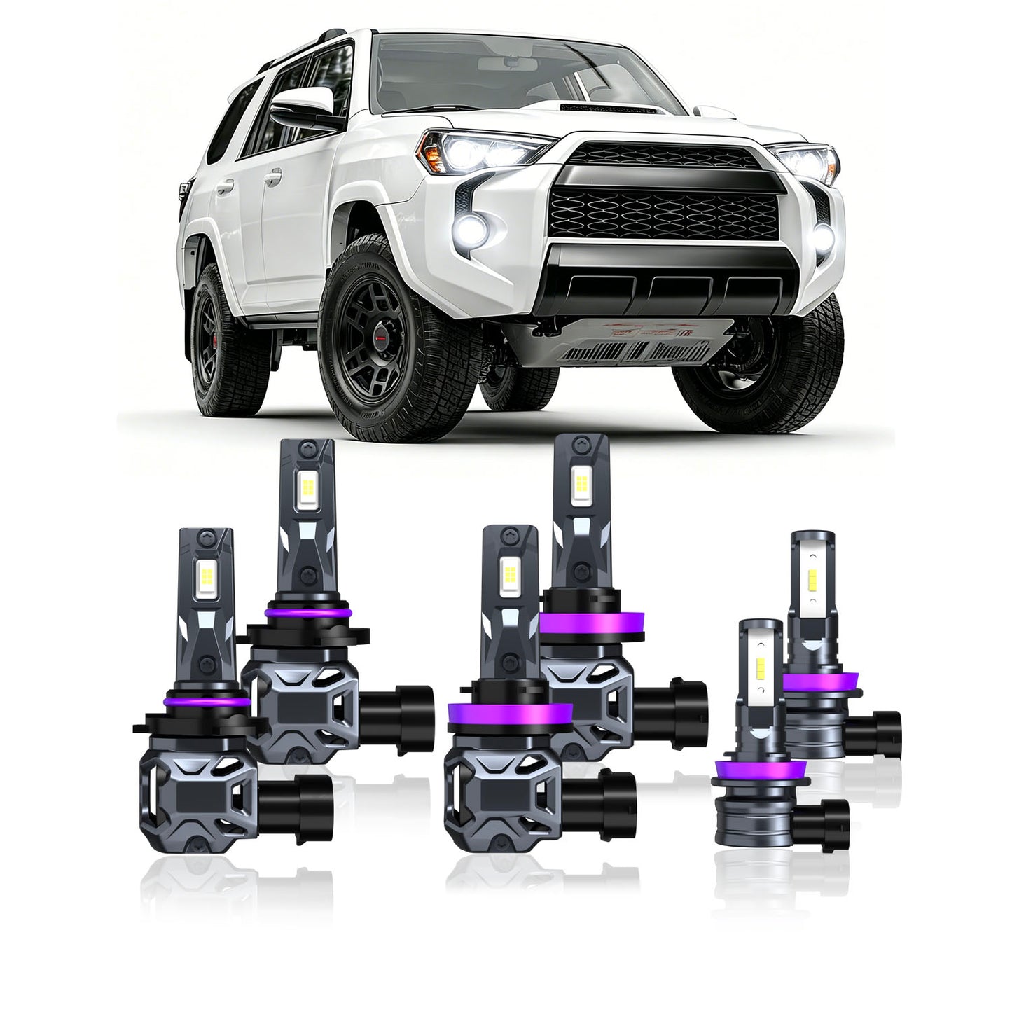 2010-2020 Toyota 4Runner Complete LED Headlight & Fog Light Upgrade Kit | High Beam, Low Beam & Fog Combo (6-Pack)