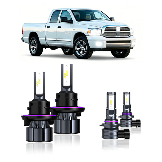 2006-2008 Dodge Ram 1500 2500 3500 Complete LED Headlight & Fog Light Upgrade Kit | High Beam, Low Beam & Fog Combo (4-Pack)