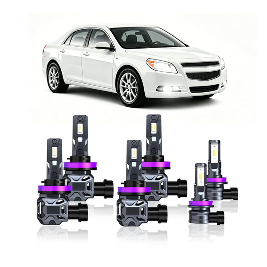 2006-2012 Chevy Malibu Complete LED Headlight & Fog Light Upgrade Kit | High Beam, Low Beam & Fog Combo (6-Pack）（副本）