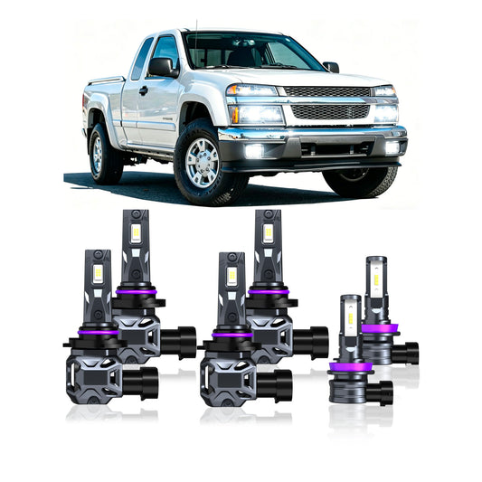 2004-2006 Chevy Colorado Complete LED Headlight & Fog Light Upgrade Kit | High Beam, Low Beam & Fog Combo (6-Pack）