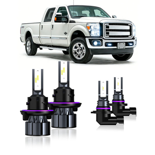 2005-2020 Ford F250 SuperDuty F350 Super Duty Complete LED Headlight & Fog Light Upgrade Kit | High Beam, Low Beam & Fog Combo (4-Pack)