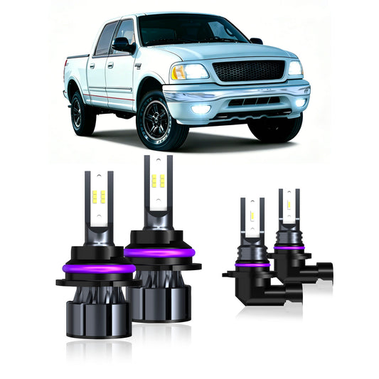 1999-2003 Ford F150 Base/Lariat/XL/XLT/King ranch/Lightning Complete LED Headlight & Fog Light Upgrade Kit | High Beam, Low Beam & Fog Combo (4-Pack）