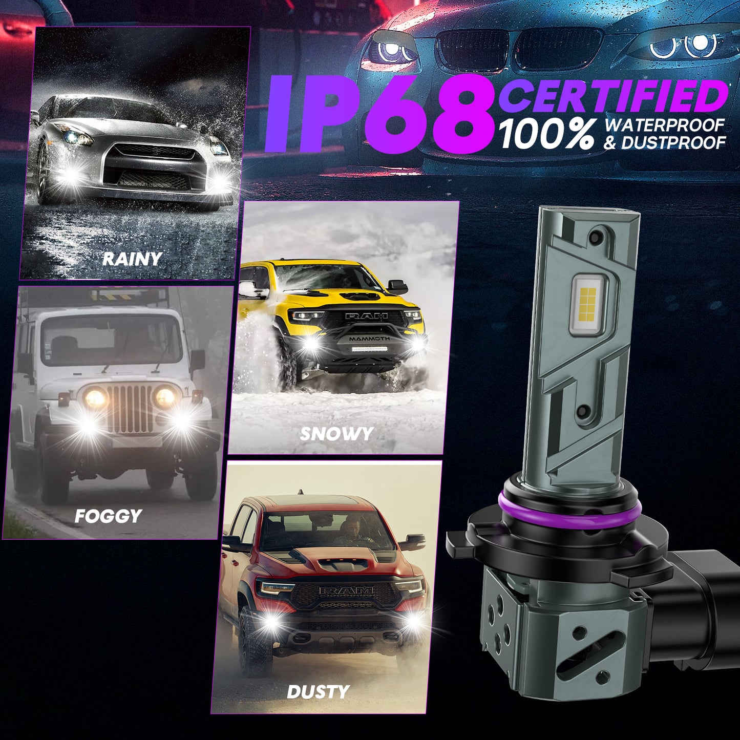 CARSPARKLE 2025 Upgrade Q4 9005 Led Headlight Bulb 6000K Cool White Plug & Play 20000LUMENS 30W